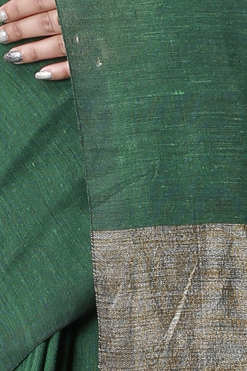 Green Pure Cotton Kesh Than Hand Loom Saree (5232)